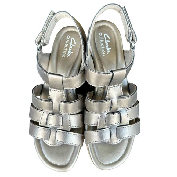 Clarks Chelseah peak wedge sandals in pewter 7.5 - Picture 3 of 9